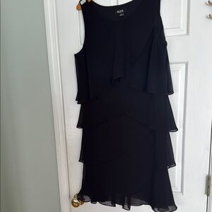 SLNY Black Layered Midi Dress size 16